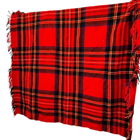 Vintage Wool classic red Scottish tartan plaid throw blanket - Picture 1 of 4